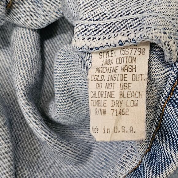 Vintage  Switch Blue Jean Cropped Jacket Puffed Sleeves Size L Made in U.S.A - Picture 7 of 8